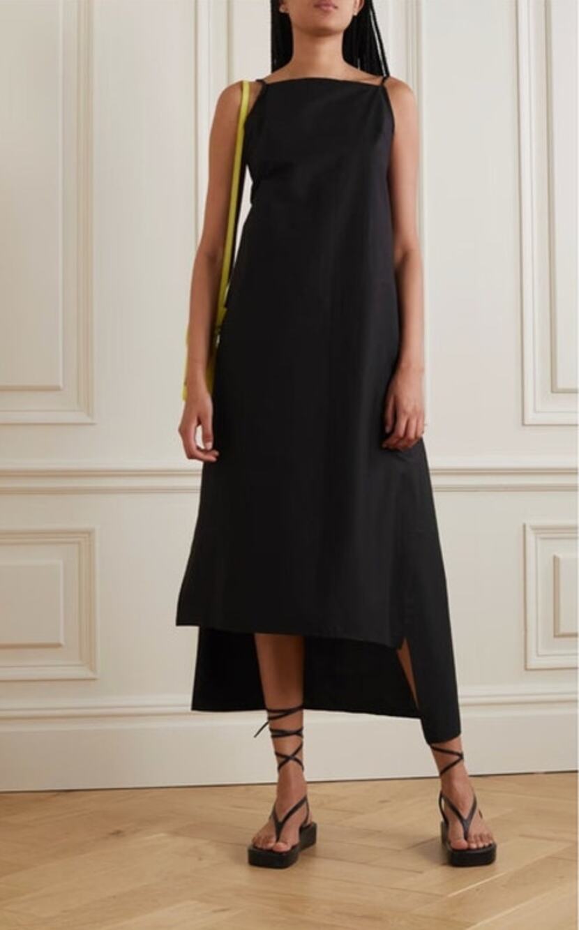 DEIJI STUDIOS Sz S M Black Double Tie Dress Wrap Sleeveless Midi Cotton NWT